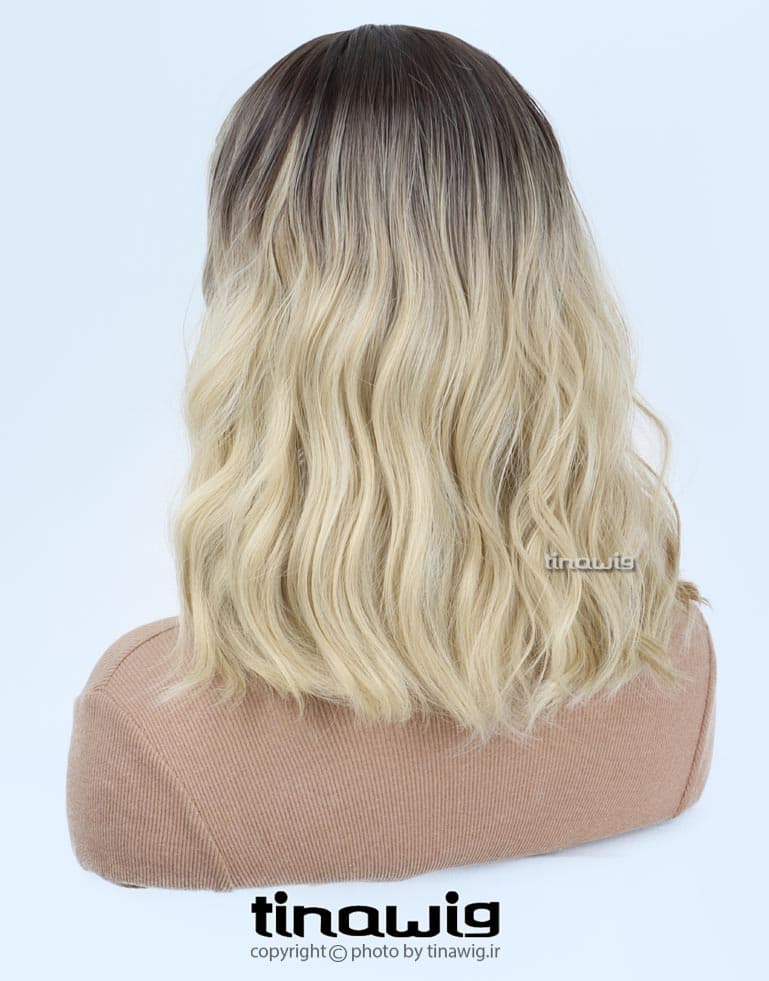کلاه گیس زنانه کد-CHLOE50-8TT24 با موی مصنوعی رنگ آمبره دودی زیتونی — تصویر ۱۰