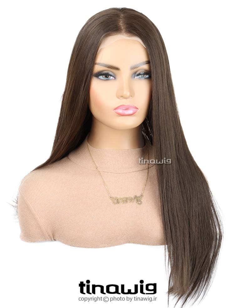 کلاه گیس زنانه کدFLORA75-8 موی مصنوعی رنگ قهوه ای نچرال — تصویر ۹
