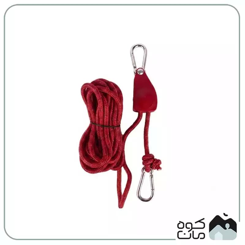 مجموعه کارابین رگلاژ دار و 5 متر طناب 6 میلی متری کد FLG009