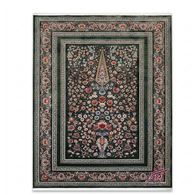 فرش طرح درختی نیلوفر سبز ۱۲۰۰ شانه گل برجسته (کلکسیون آوانگارد) — تصویر ۴