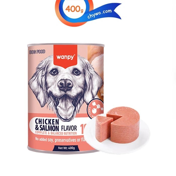 کنسرو سگ ونپی طعم مرغ و ماهی سالمون مدل پته ای وزن 400 گرم Wanpy Dog Chicken & Salmon — تصویر ۳