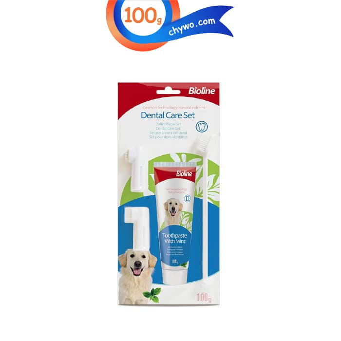 ست خمیر دندان و مسواک سگ بایولاین طعم نعنا وزن 100 گرم Bioline toothpaste with Mint — تصویر ۴