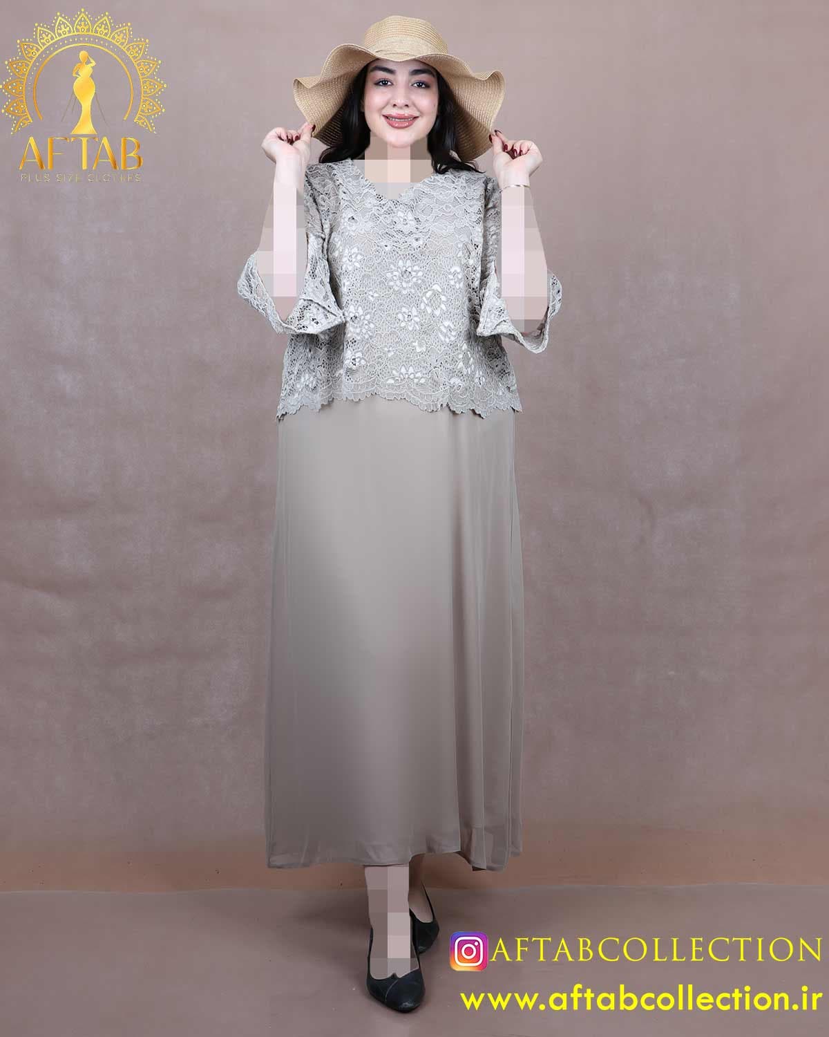 پیراهن مجلسی بالاتنه گیپور سایزبزرگ 6387 — تصویر ۱۰