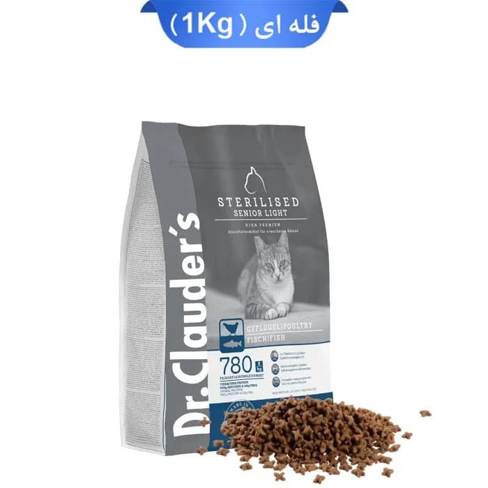غذای خشک گربه عقیم دکتر کلادرز طعم مرغ و ماهی وزن 1 کیلوگرم (زیپ کیپ فله) Dr.Clauder’s Sterilised — تصویر ۲