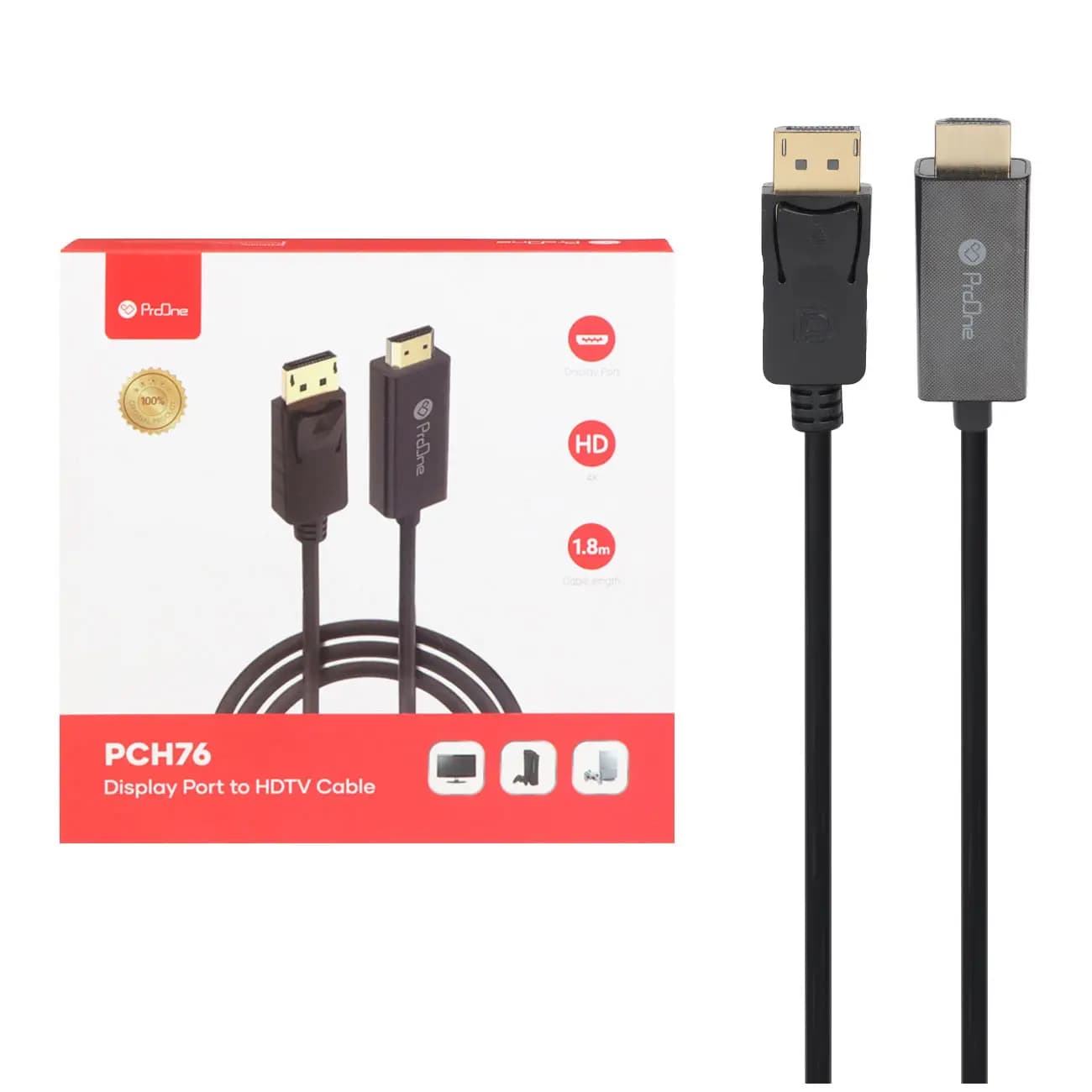 کابل تبدیل DisplayPort به HDMI پرووان مدل PROONE PCH76 طول 1.8 متر — تصویر ۴
