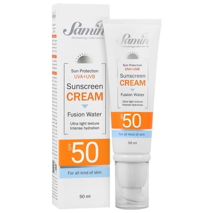 کرم ضد آفتاب فیوژن واتر انواع پوست SPF50 ثمین 50 میلی لیتر — تصویر ۴