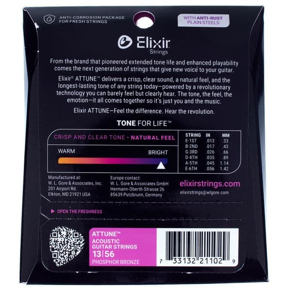 سیم گیتار آکوستیک Elixir Attune Phosphor Bronze 13 56 — تصویر ۴