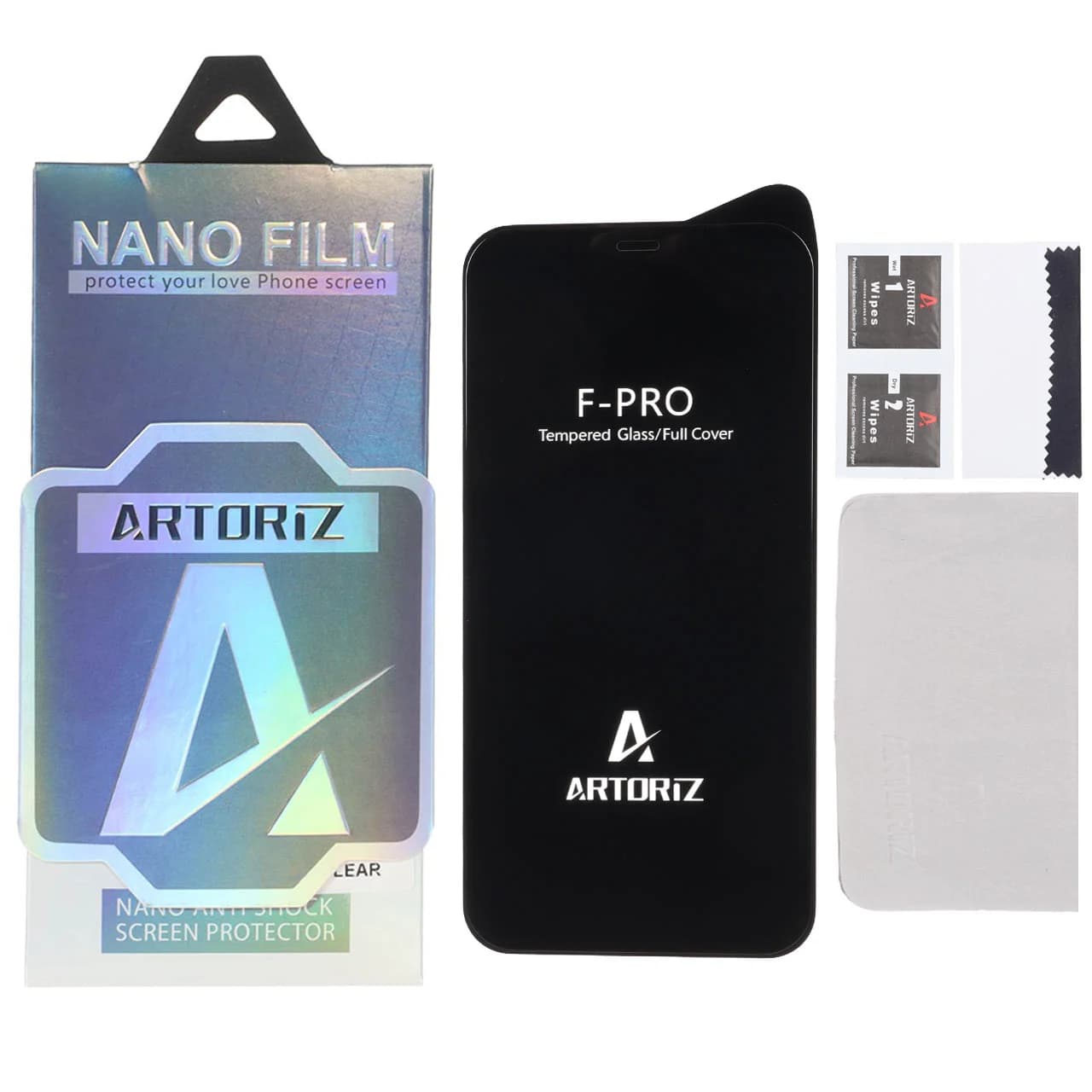 محافظ صفحه نمایش شیشه ای اورجینال Full Cover Artoriz مدل Apple iPhone 12 / iPhone 12 Pro (پک دار) — تصویر ۲