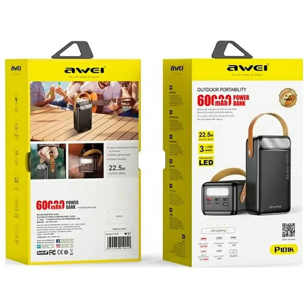 پاوربانک اوی AWEI P101K با ظرفیت 60000 میلی آمپر ساعت — تصویر ۵