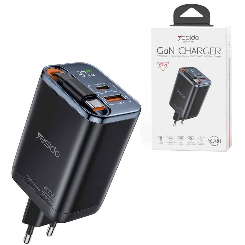 شارژر 67 وات یسیدو YESIDO YC100 با تکنولوژی GaN — تصویر ۲