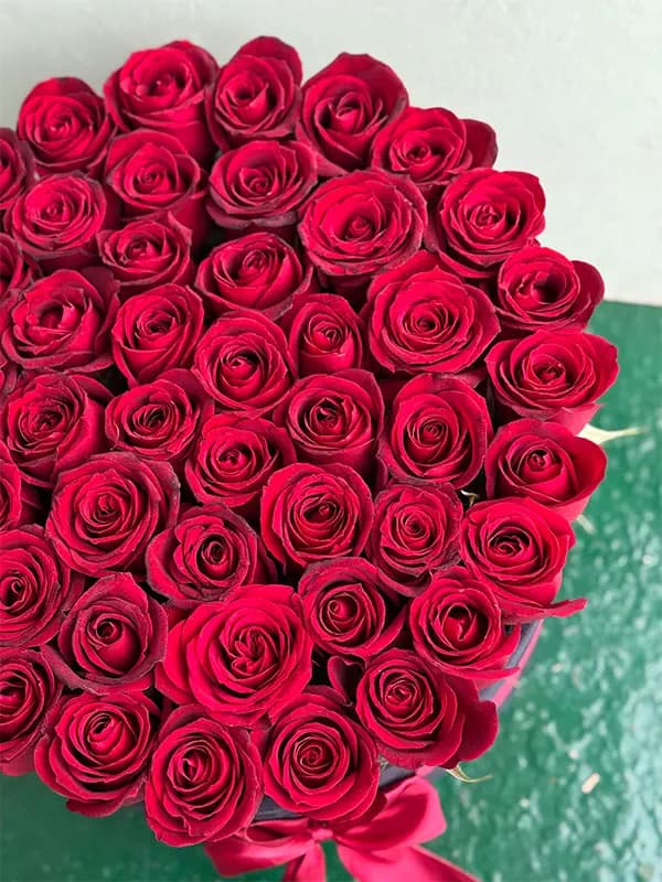 باکس گل رز قرمز 50 شاخه ای — تصویر ۴