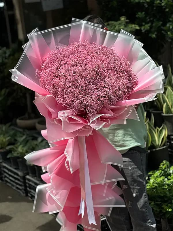دسته گل ژیپسوفیلا صورتی بزرگ — تصویر ۳