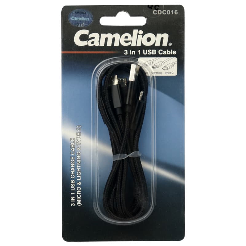 کابل 3 سر فست شارژ Camelion CDC016-BP 2.4A 1m — تصویر ۶