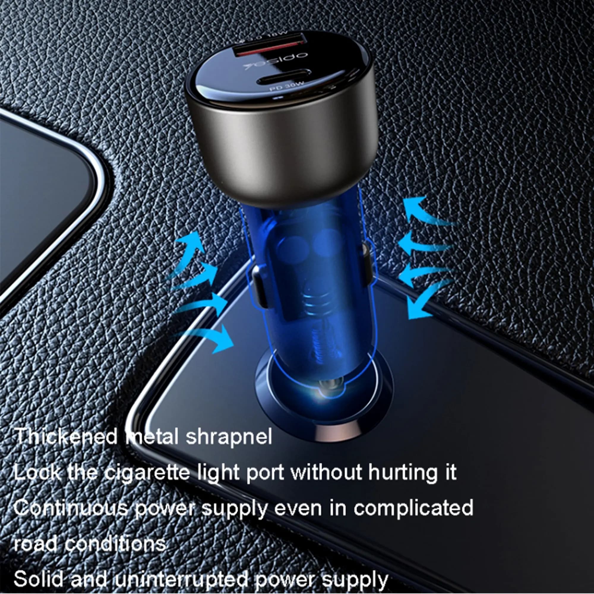 شارژر فندکی یسیدو مدل YESIDO Y52 FAST CHARGER 48W — تصویر ۴