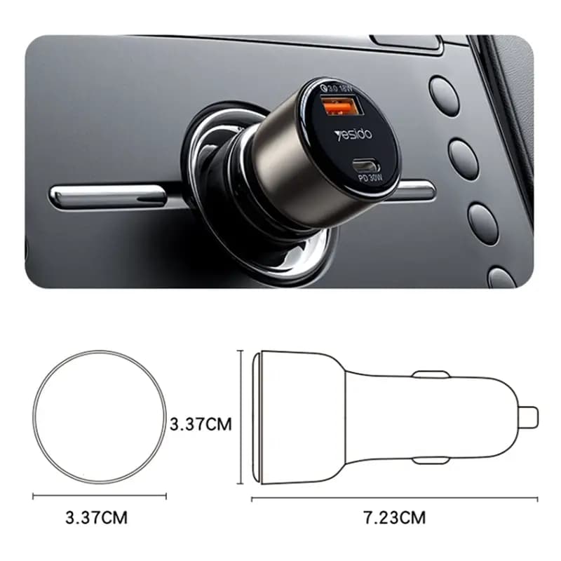 شارژر فندکی یسیدو مدل YESIDO Y52 FAST CHARGER 48W — تصویر ۷