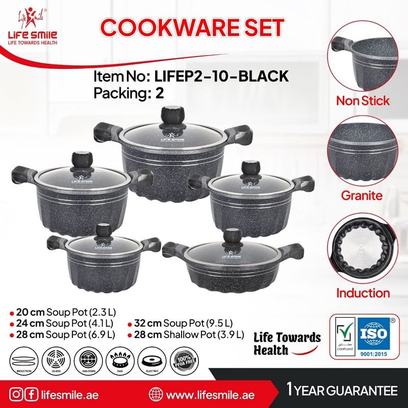 سرویس قابلمه 10 پارچه گرانیتی لایف اسمایل مدل LIFEP2-10 — تصویر ۳