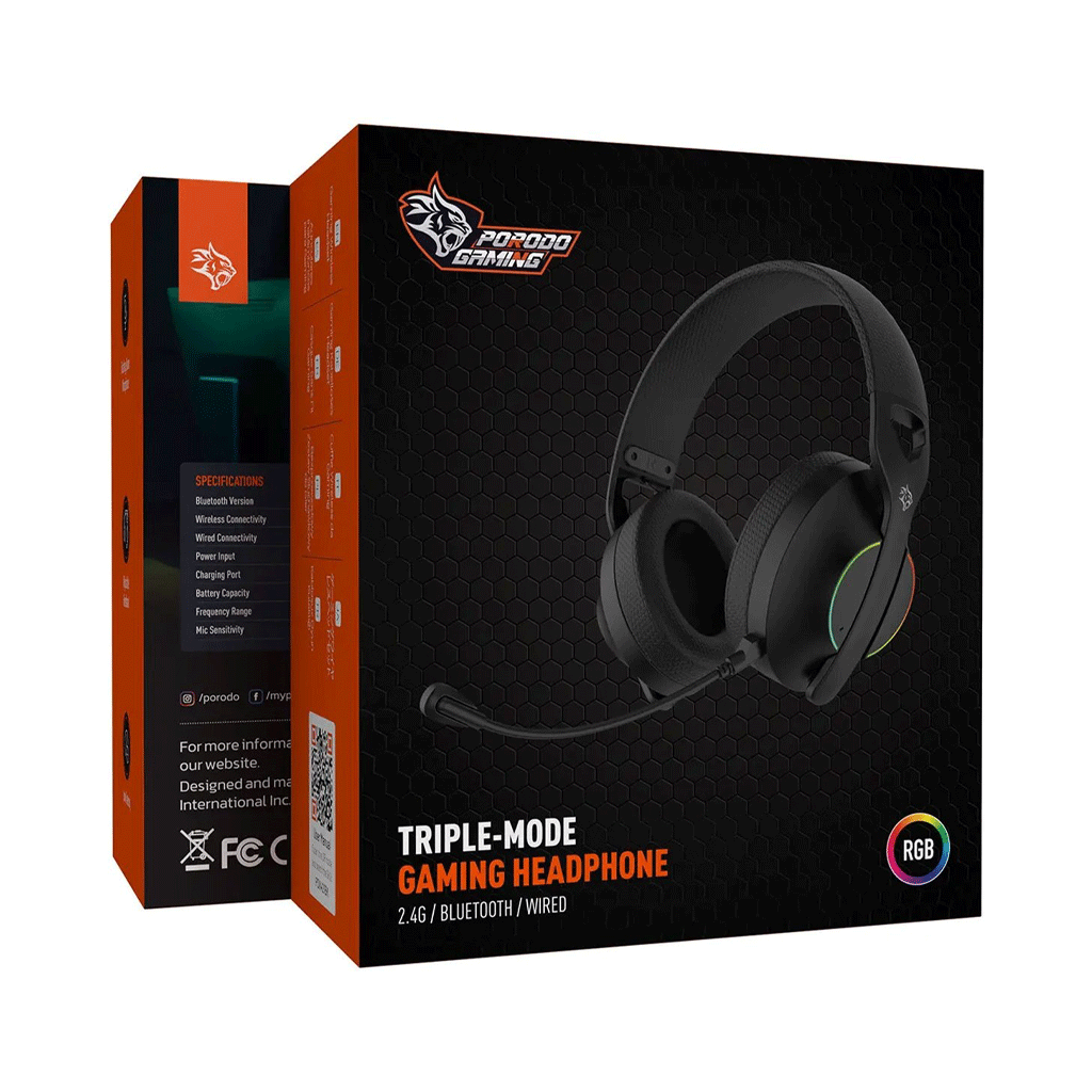 هدفون گیمینگ 3 حالته پرودو Porodo Triple-Mode Gaming HeadPhone PDX421-BK — تصویر ۶