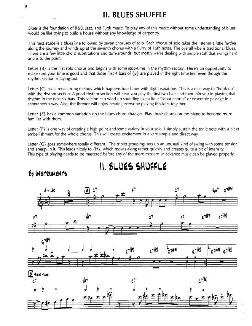 دانلود کتاب قطعات بلوز و فانک برای ساکسیفون آلتو CD + PDFBob Mintzer – 14 Blues & Funk Etudes – for Bb Instruments — تصویر ۱۰