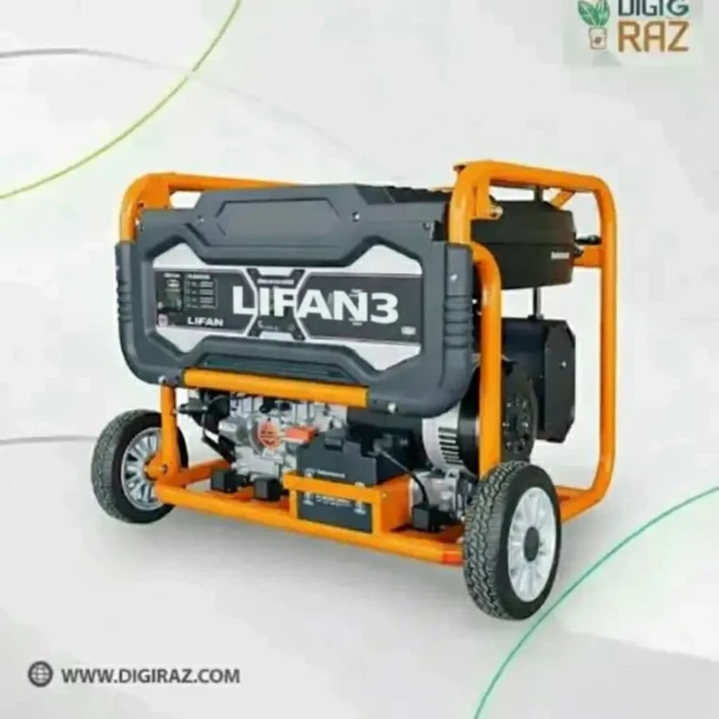 موتور برق 3 کیلووات-تک فاز- بنزینی-استارتی لیفان2 سیلندر با( چرخ و دسته)