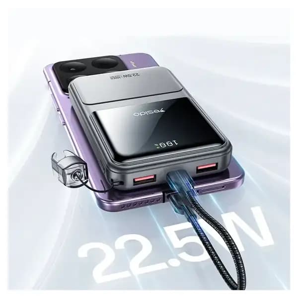 پاوربانک 22.5 وات یسیدو مدل YP96 ظرفیت 20000 میلیآمپرساعت — تصویر ۷