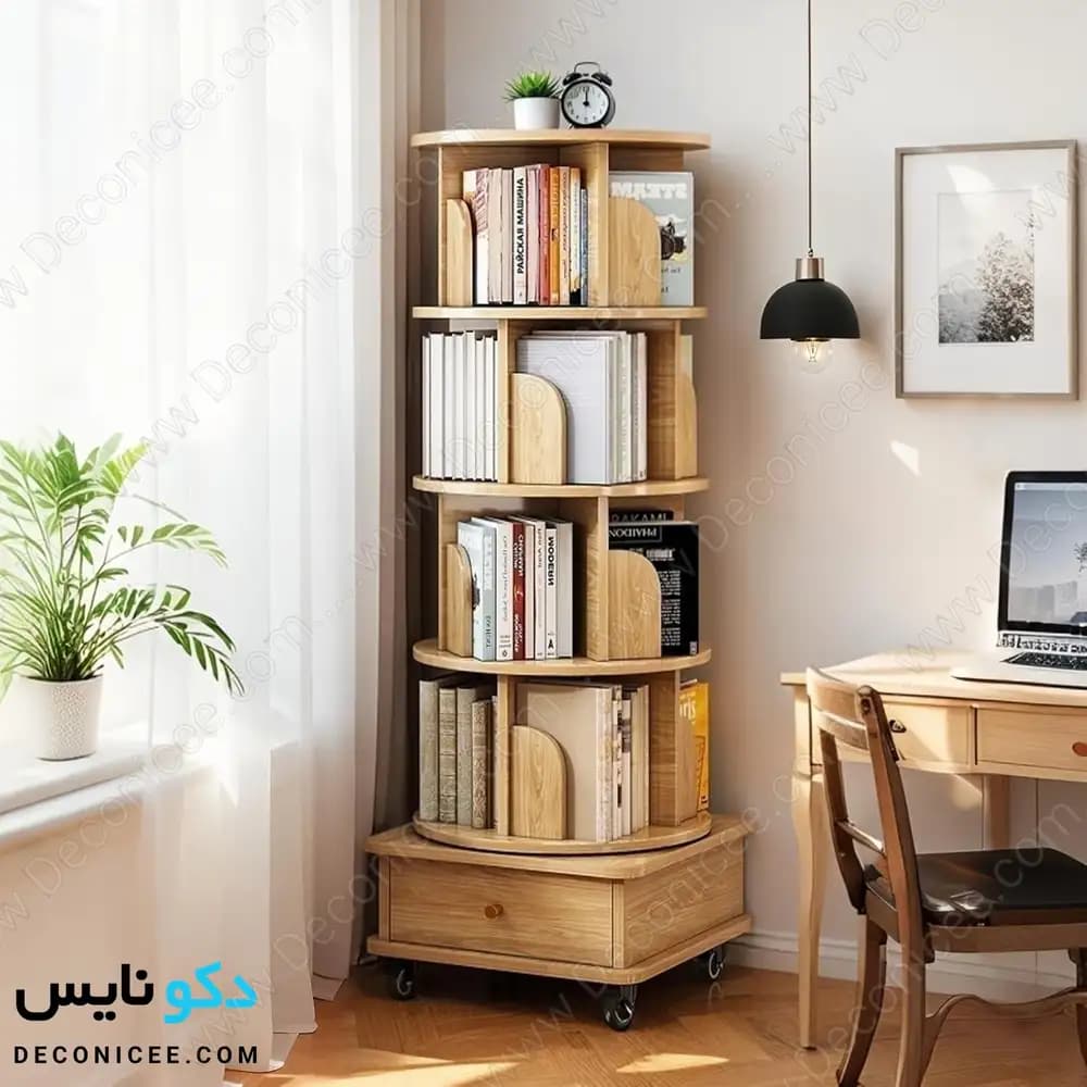 کتابخانه گردان مدل KG106 دکونایس با کشو و چرخ