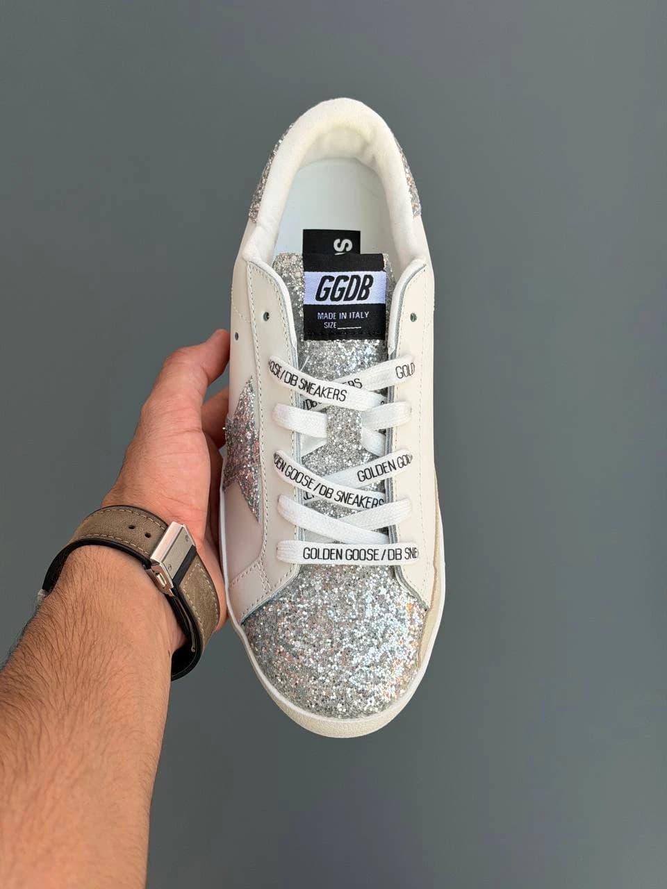 کتونی گلدن گوس سفید نقره ای Golden Goose White Silver — تصویر ۱۰