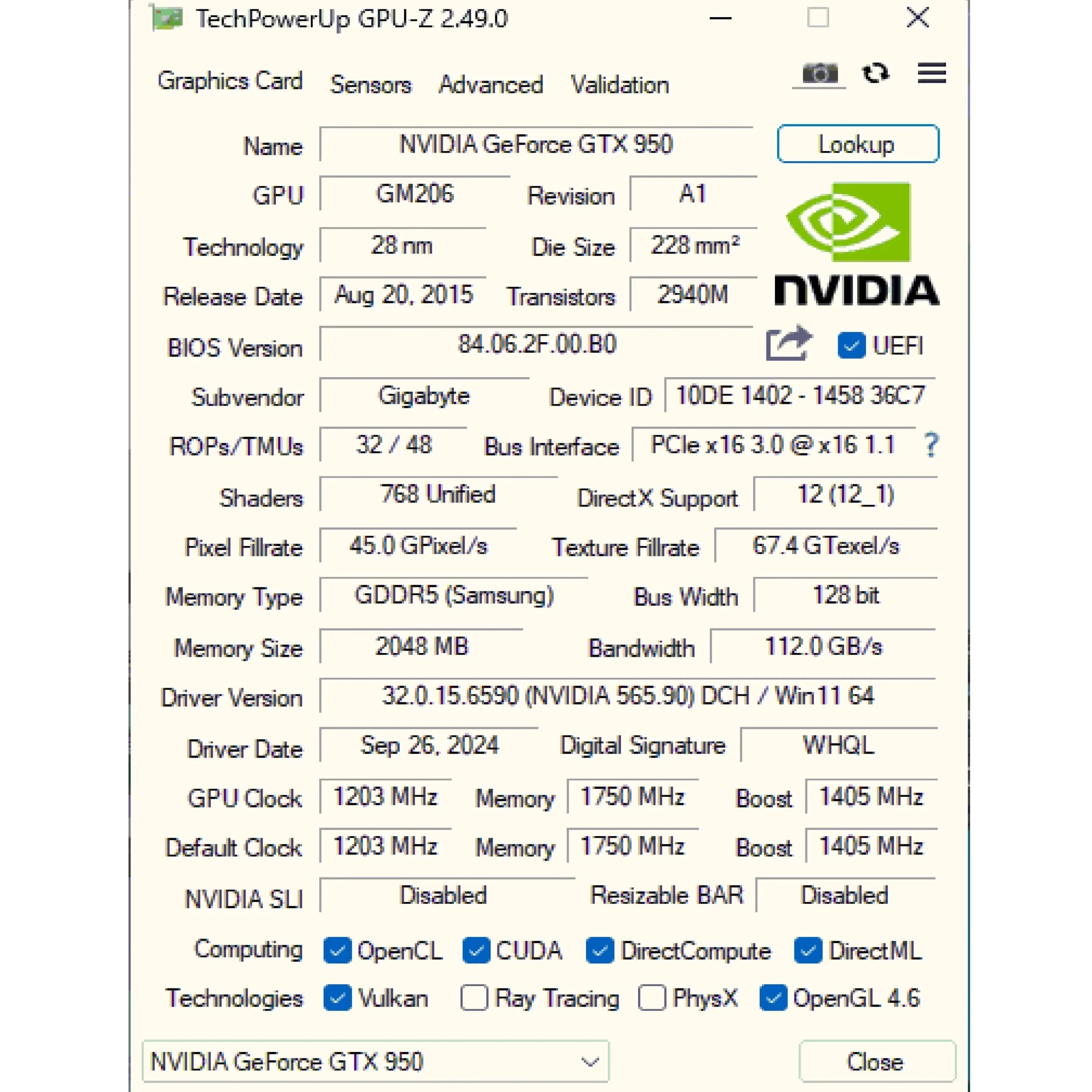 کارت گرافیک گیگابایت GTX 950 2GB (استوک) — تصویر ۵