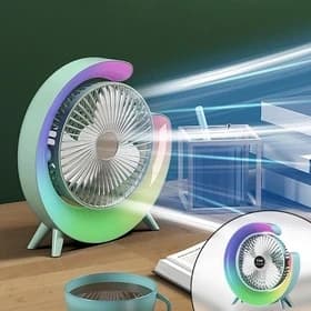 پنکه شارژی رومیزی مدل F2 با نور RGB — تصویر ۲