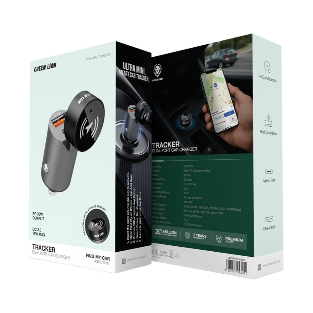 شارژر فندکی خودرو دو پورت Tracker گرین Green Lion Tracker Dual Port Car Charger — تصویر ۶