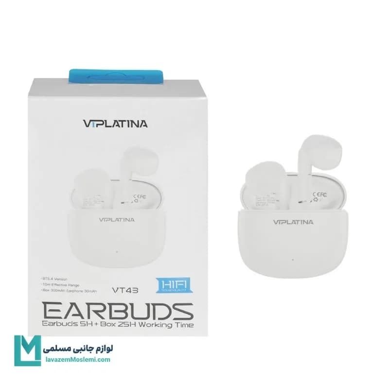 هندزفری بی سیم VIPLATINA مدل VT43 – سفید کد EV1041 | لوازم جانبی مسلمی