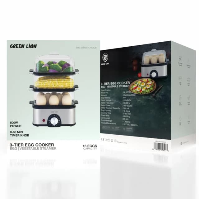 تخم مرغ پز و بخارپز سبزیجات سه طبقه گرین لاین 3Tier Egg Cooker and Vegetable Steamer — تصویر ۱۱