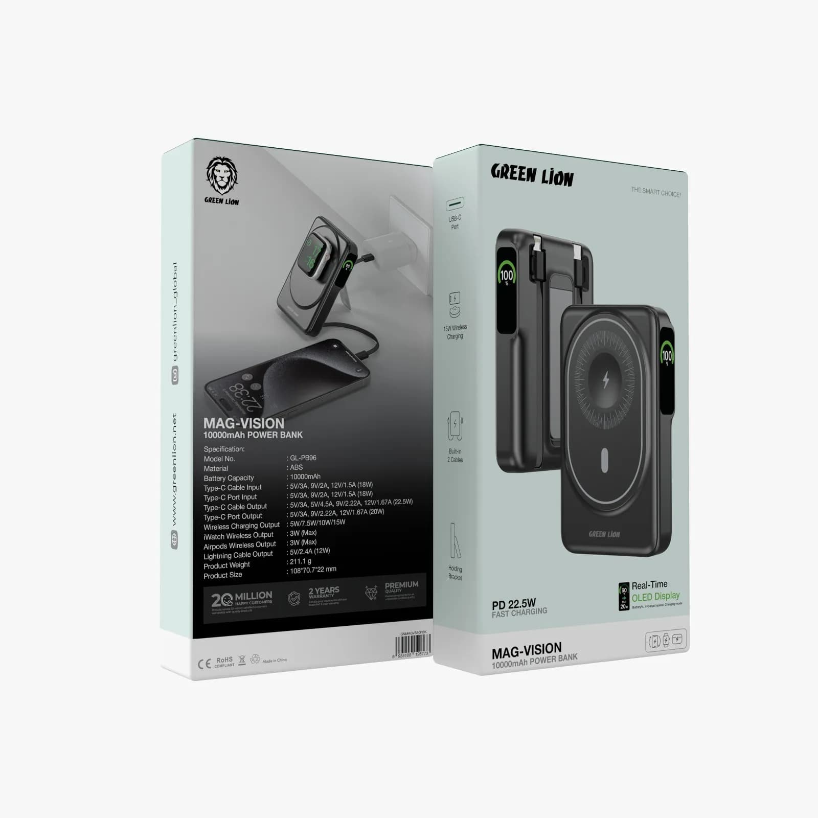 پاور بانک گرین لاین مگ ویژن ۱۰۰۰۰ میلیآمپر Mag Vision 10000mAh Powerbank
