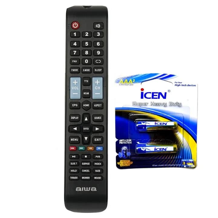 کنترل تلویزیون آیوا Aiwa بلند مدل 1078 به همراه باتری