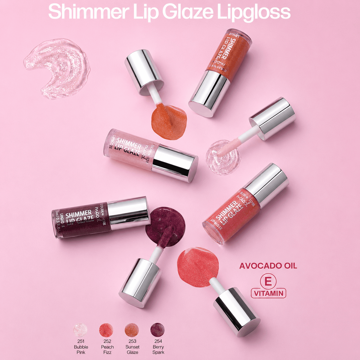 لیپ گلاس شیمری گلدن رز مدل Shimmer Lip Glaze — تصویر ۶