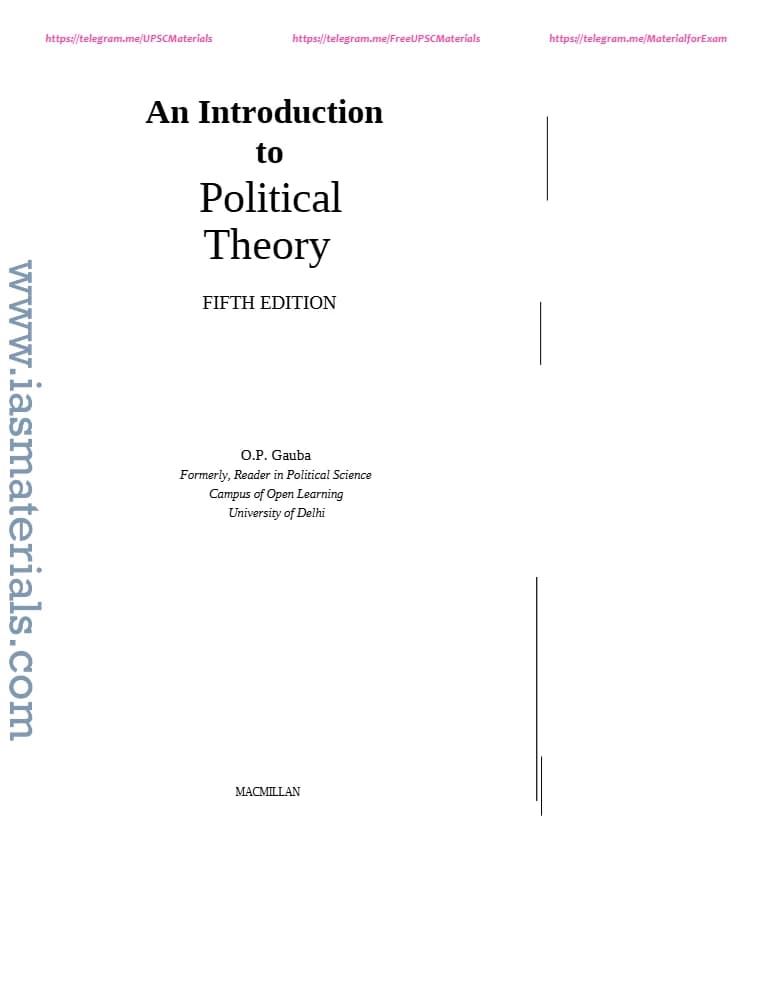 کتاب Introduction to Political Theory (مقدمهای بر نظریه سیاسی) نسخه انگلیسی PDF — تصویر ۳