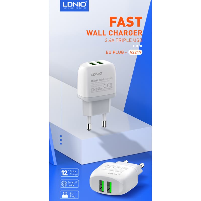 شارژر الدینیو LDNIO 2219A MicroUsb — تصویر ۲