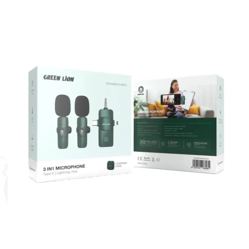 میکروفن یقه ای گرین لاین مدل GN3IN1WMGN – پک جدید – رنگ مشکی — تصویر ۵