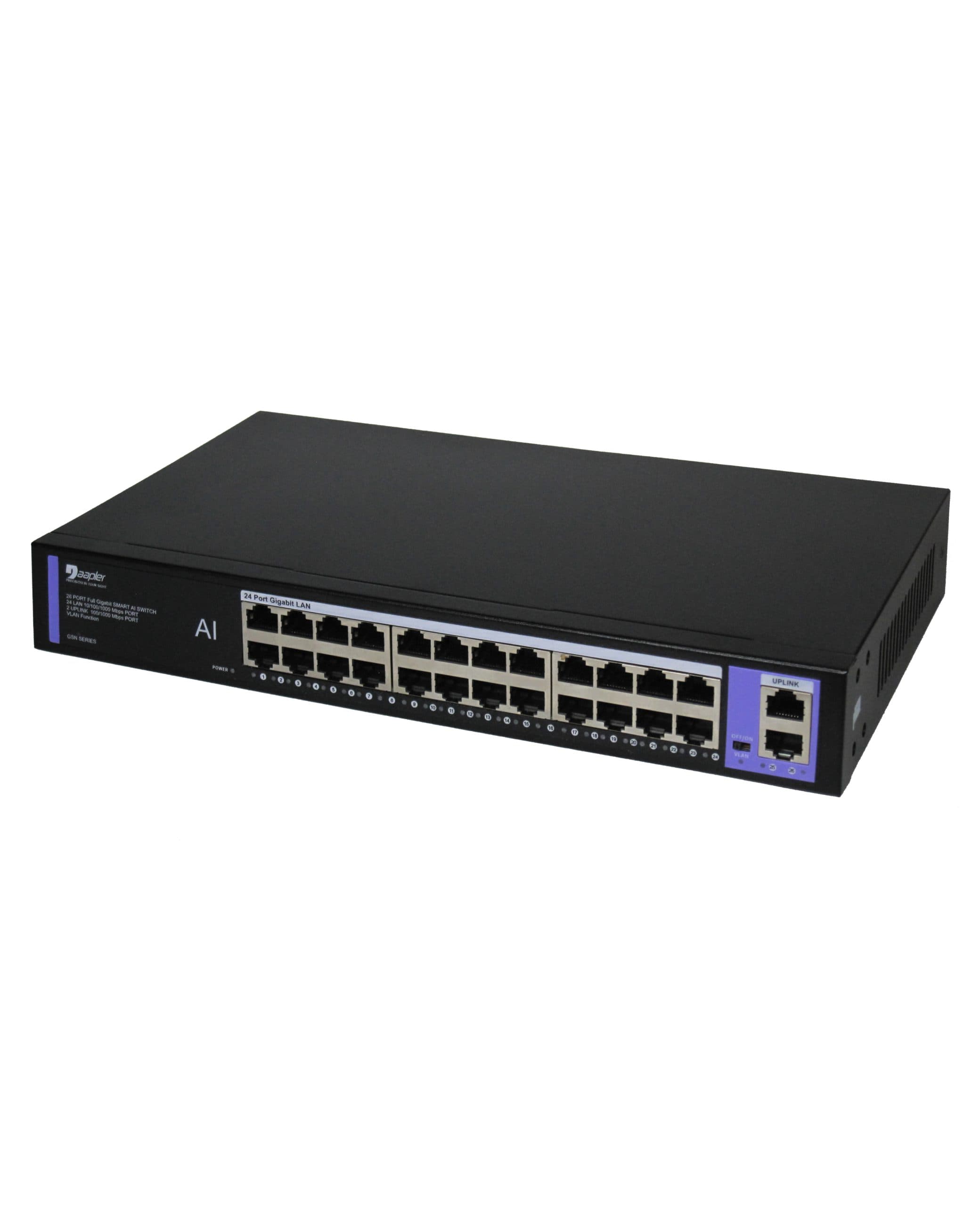 سوئیچ شبکه 26 پورت گیگ 10/100/1000 بدنه فلزی رک مونت داپلر GS24N — تصویر ۴