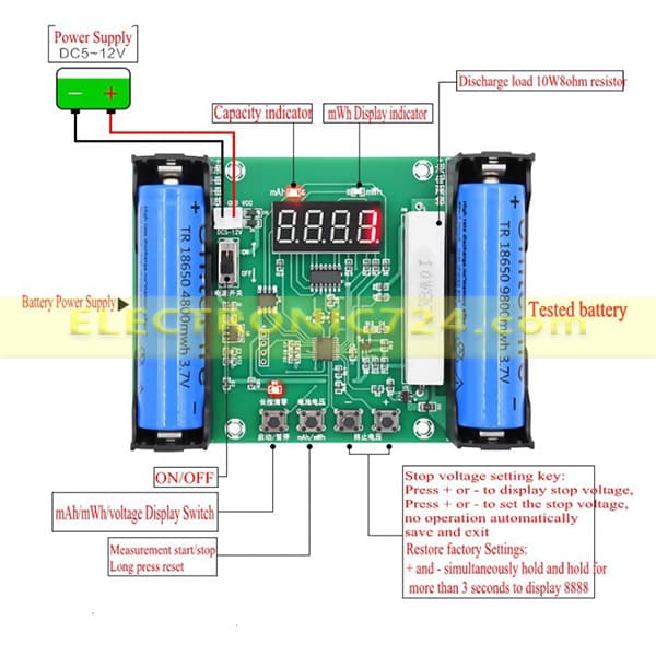 تستر باتری لیتیوم XH-M240 Lithium Battery Tester — تصویر ۷