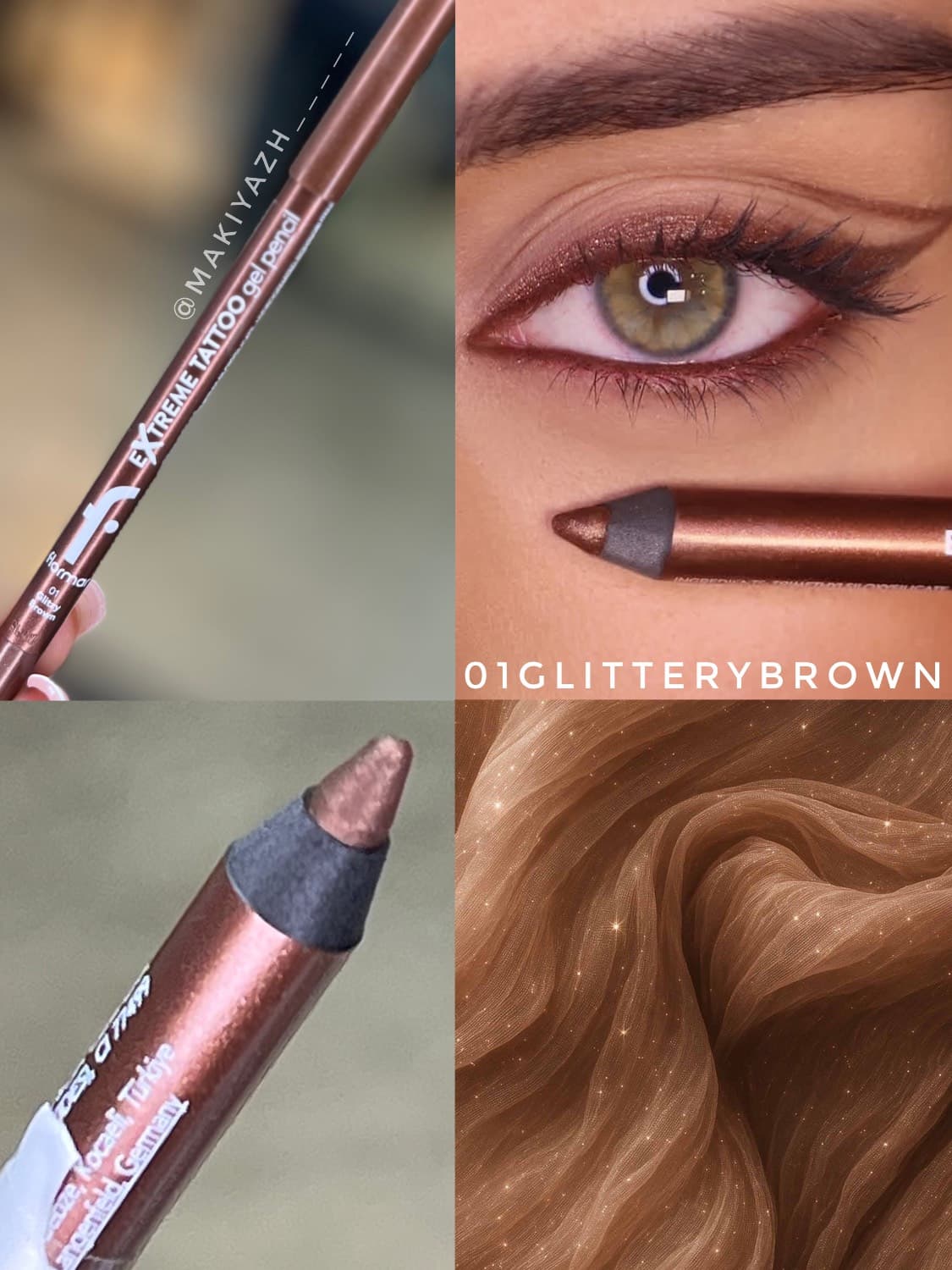 مداد چشم ژلی فلورمار flormar مدل Extreme Tattoo Gel Pencil کد 01 (تستر) — تصویر ۲