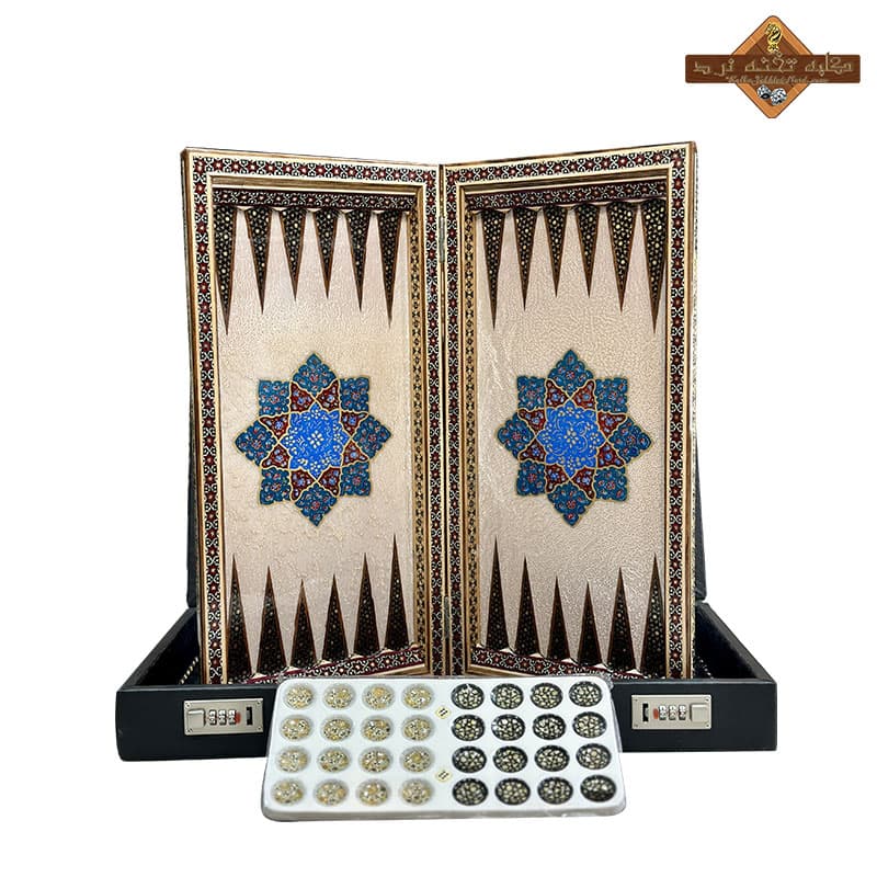 تخته نرد خاتم نقاشی تذهیب صدفی — تصویر ۱۲