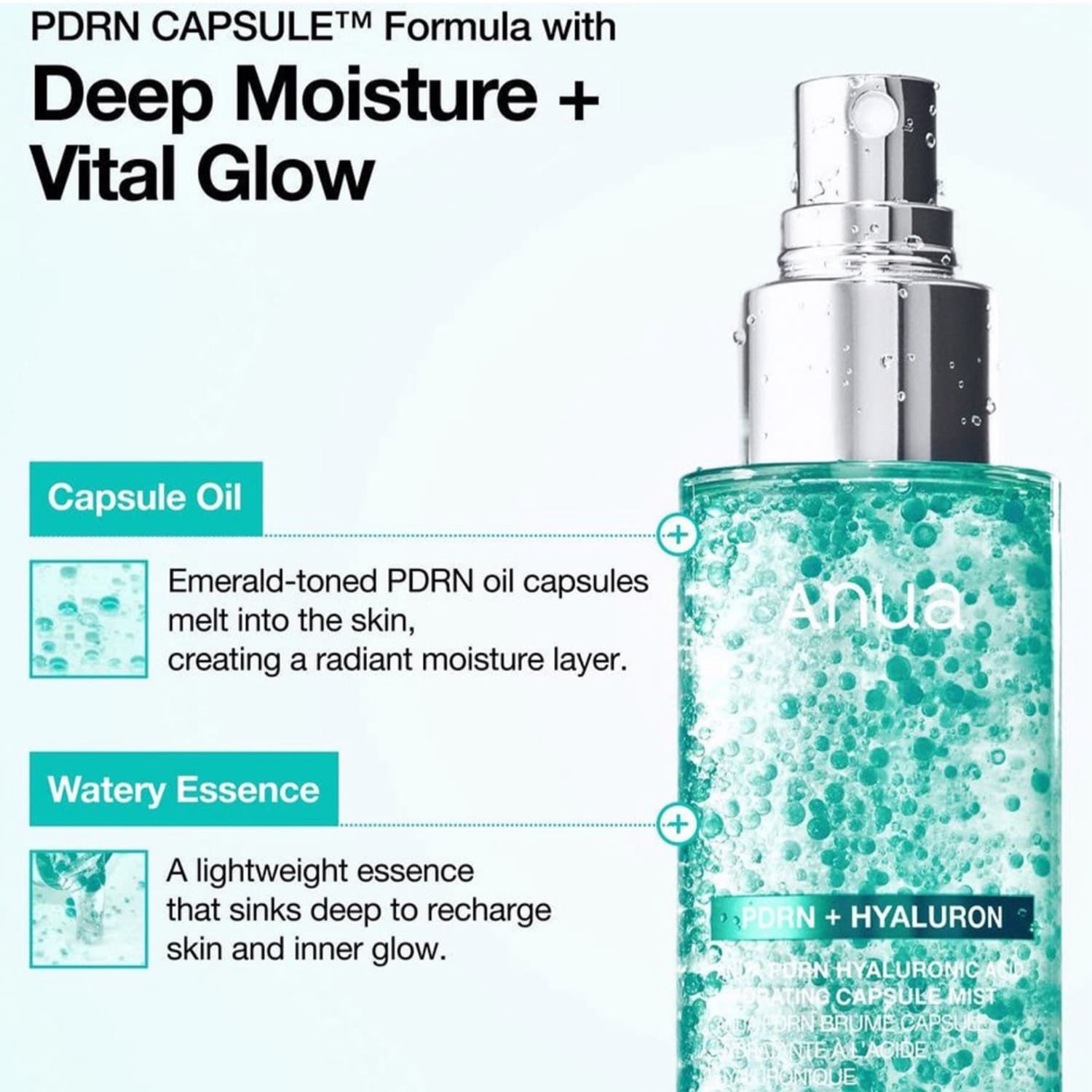 اسپری میست آبرسان کپسولی هیالورونیک اسید و PDRN آنواAnua مدل PDRN Hyaluron Hydrating Capsule Mist — تصویر ۹