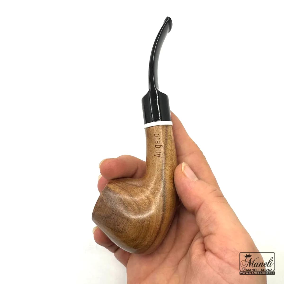پیپ چوبی برند آنجلو (Angelo) با طراحی کلاسیک قهوه ای روشن — تصویر ۶
