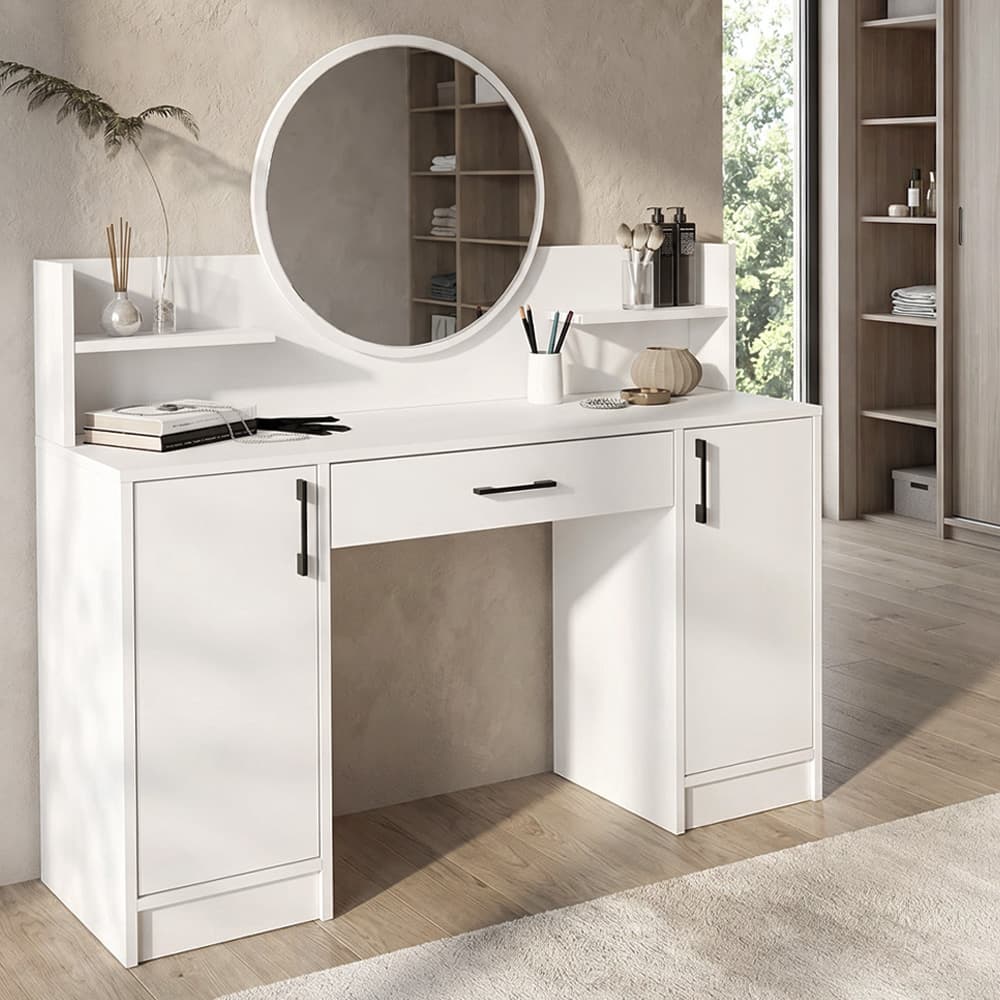 Talos میز MDF آرایش رنگ سفید 135x40x144.2 سانتیمتر