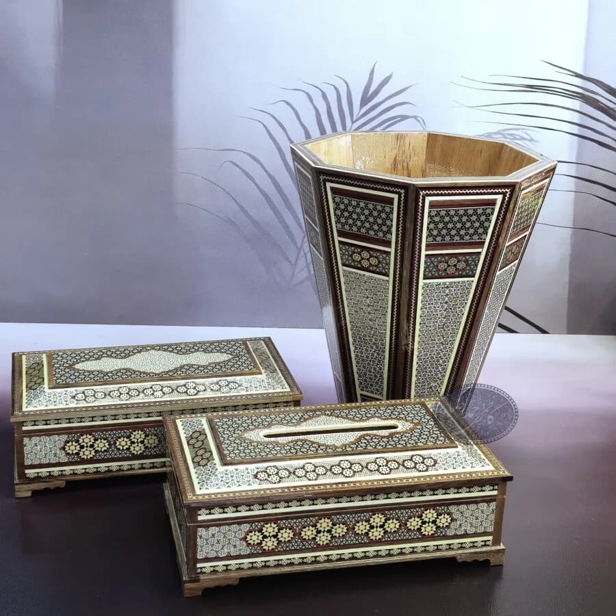 ست سه تکه سطل و دستمال خاتم لاله ای کاظمی — تصویر ۹