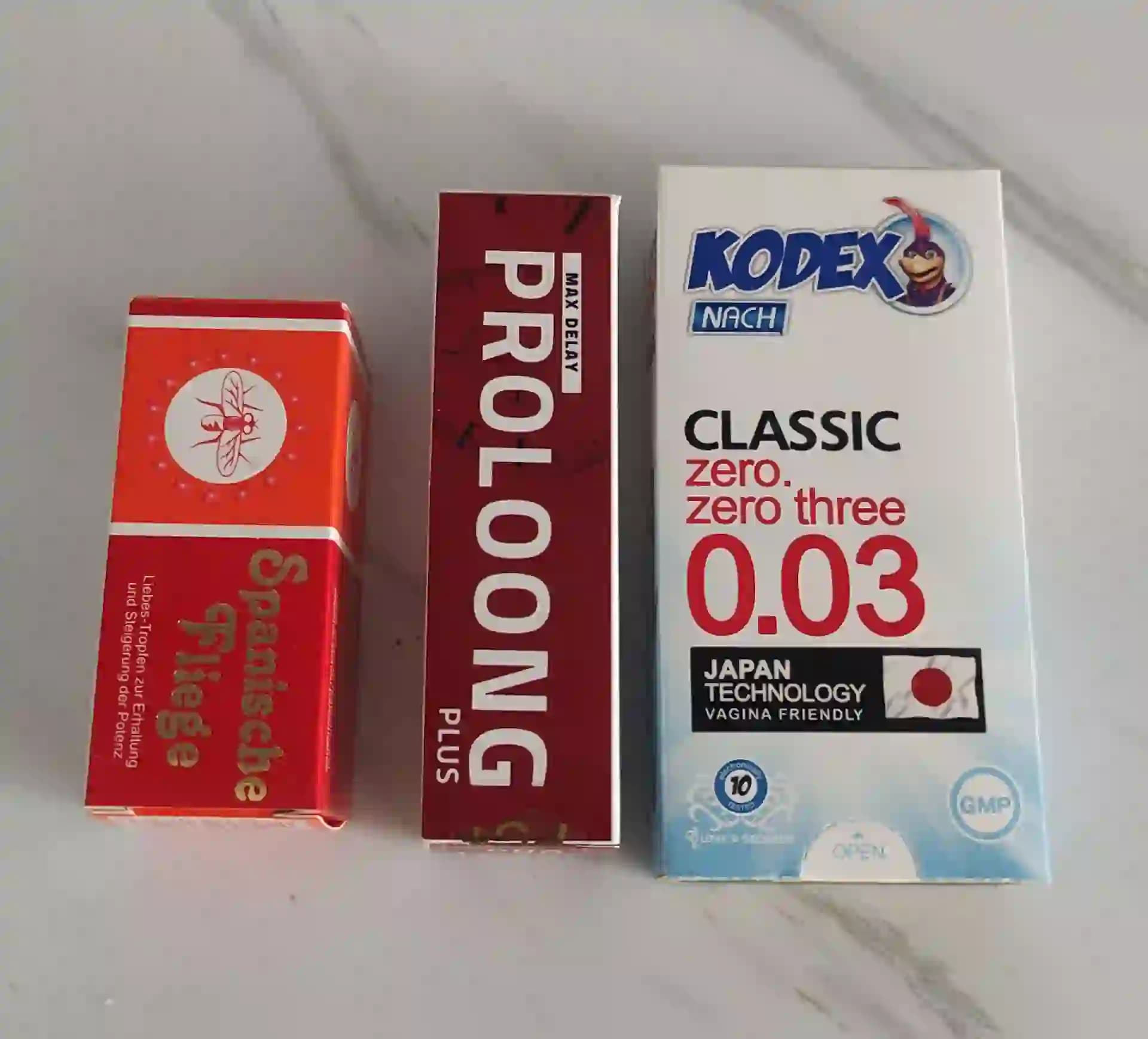 پک ویژه کرم تاخیری پرولانگ پلاس + کاندوم 003 کدکس + اسپنیش فلای — تصویر ۲