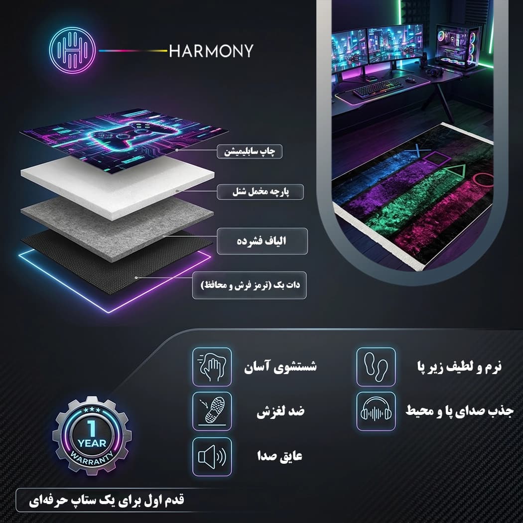 فرش گیمینگ طرح نمادهای پلی استیشن مدل G3 — تصویر ۸