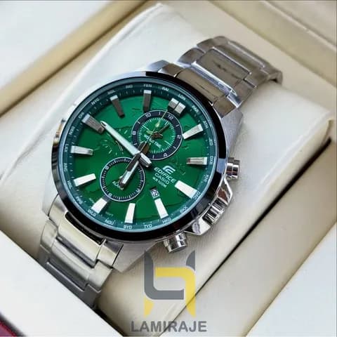 ساعت مردانه کاسیو ادیفایس کاسیو Edifice EFR-303DB-3AVUPR با صفحه سبز و بدنه سیلور — تصویر ۳