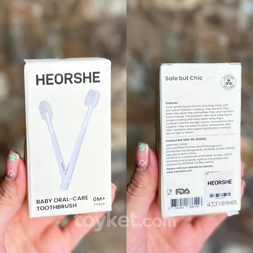 مسواک و ماساژور لثه نوزاد هی اور شی HEORSHE دو عددی — تصویر ۵