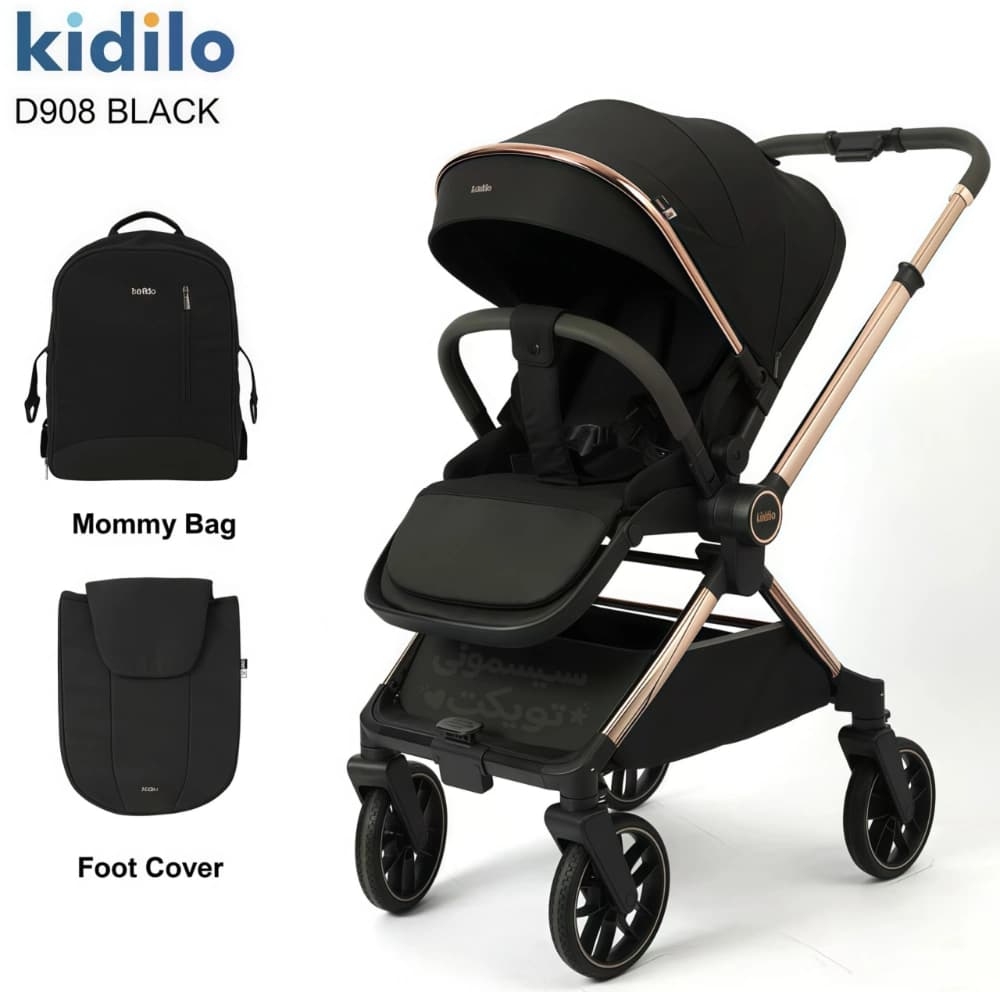 کالسکه کیدیلو مدل D908 چهار چرخ ۳۶۰ درجه Kidilo — تصویر ۹